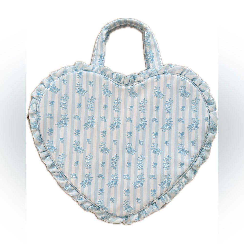 Stoney Clover Lane x Loveshackfancy Blue Floral Heart Bag